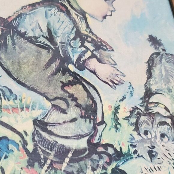 Framed wall Picture Boy with Dogs Puppies Playing Outside Jean Bukac Lithographs - Picture 3 of 4